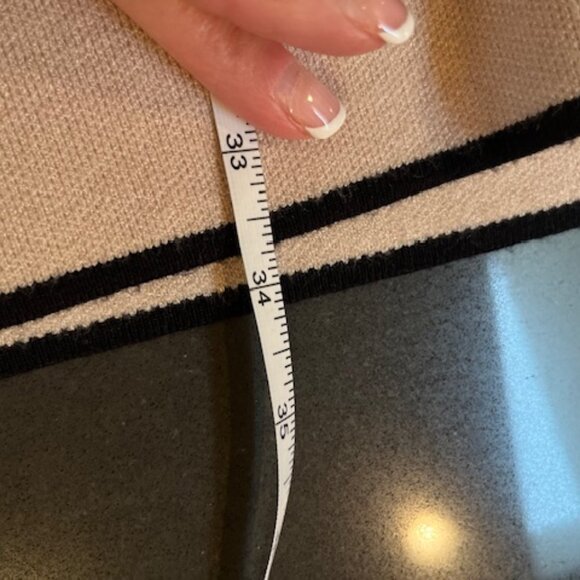 Anthropologie Annalise Mock-Neck Mini Sweater Dress by Maeve Creme/Black Medium - Picture 10 of 14